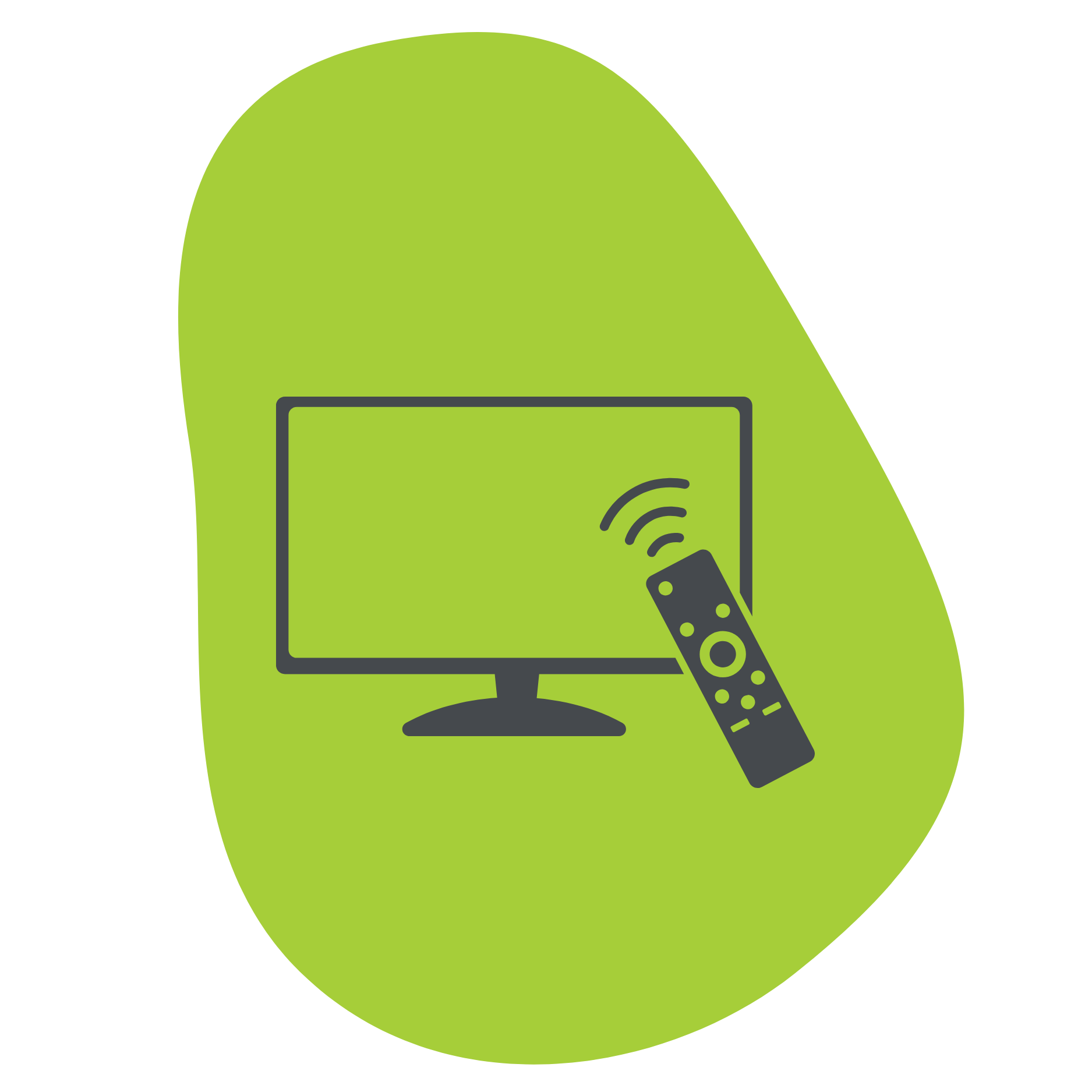 A picture of a blob in Capify's green colour with an icon of a TV in the middle