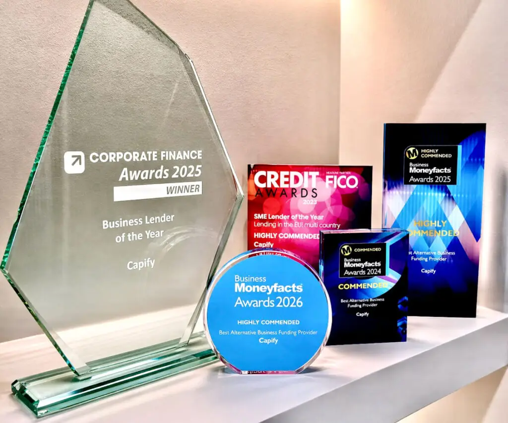 Highly commended Business Moneyfacts Award on the Capify Award shelf